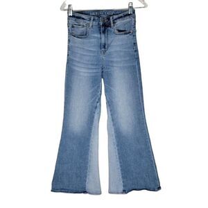 American Eagle Women's Super Hi-Rise Crop Flare Jeans Size 2 Short 25x26